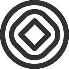 Dark gray logo featuring a diamond surrounded by two rounded squares and a circle.