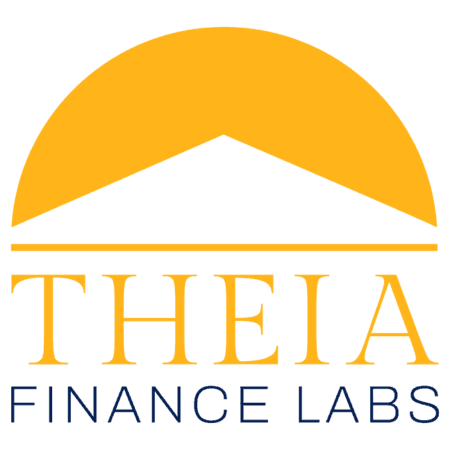 The Theia Finance Labs logo features a gold roof-like icon above its company name.