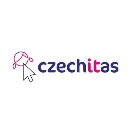 Czechitas logo with a stylized girl's head and computer cursor pointing to 'czechitas'.