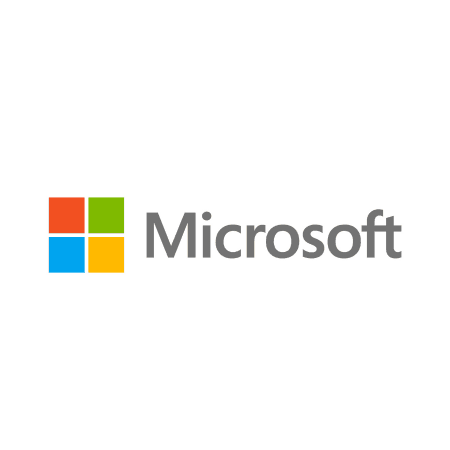 Microsoft logo featuring its iconic four-square colorful emblem and text.