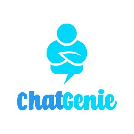 Chatgenie logo featuring a blue stylized person icon with crossed arms and a speech bubble.