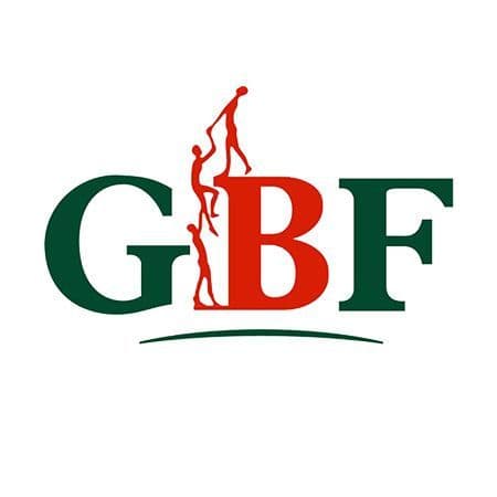 GBF logo with a red stylized 'B' formed by three climbing human figures.