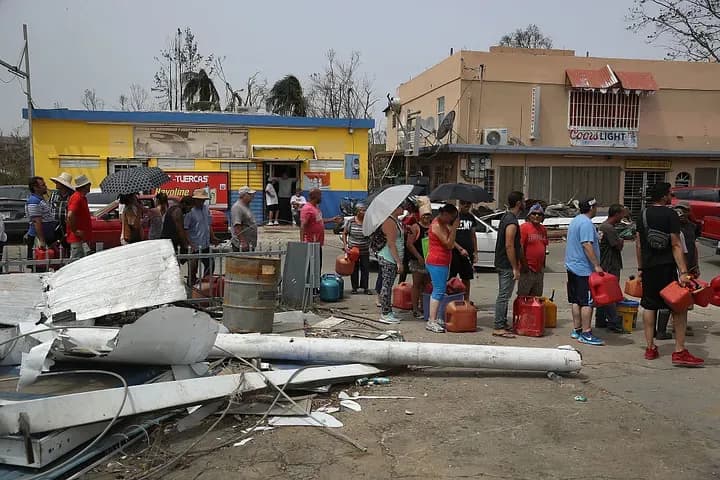 Puerto Rico experienced widespread damage, including to most of the electrical grid, after Hurricane Maria, a category 4 hurricane, passed through in 2017. (Photo by Joe Raedle/Getty Images)