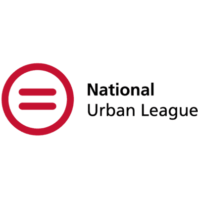 Logo of the National Urban League featuring a red equals sign within a red circle.