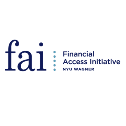 FAI Financial Access Initiative NYU Wagner logo with blue text on a white background.