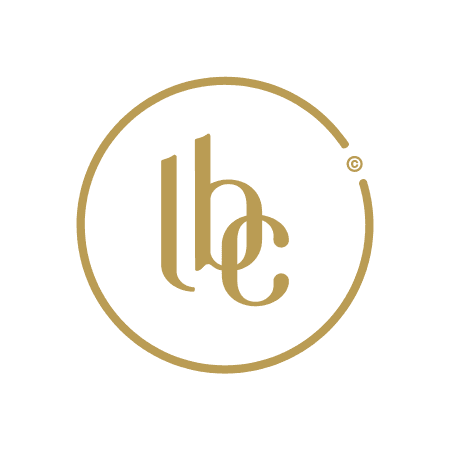 Golden circular logo featuring stylized lowercase letters "lbc" with a registered trademark symbol.