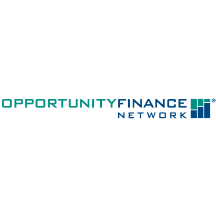 Opportunity Finance Network logo with blue and green text and a bar chart graphic.