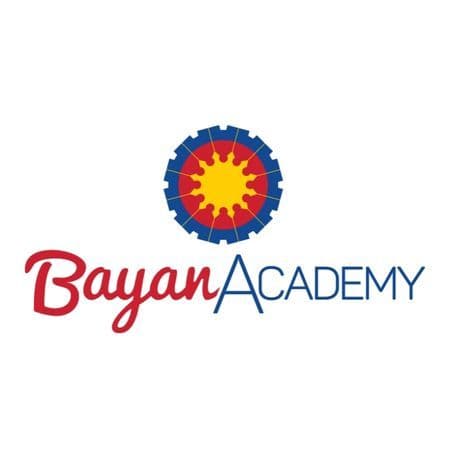 Bayan Academy logo featuring its name in red script and black text, with a colorful gear emblem.