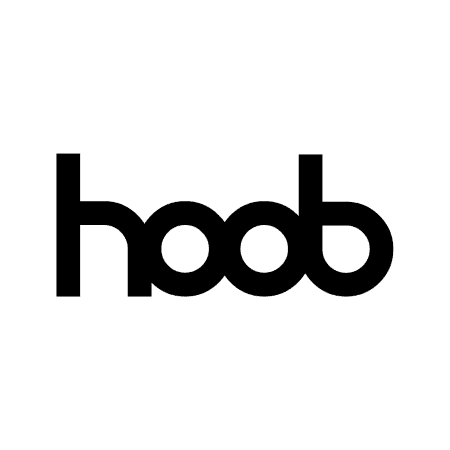 Black hoob logo in lowercase text against a white background.