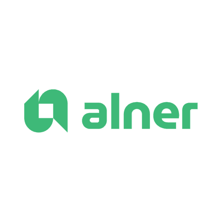 Green alner logo with a stylized square and rounded corners forming an 'a'.