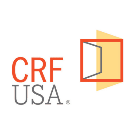 CRF USA logo with red text and an open book graphic.