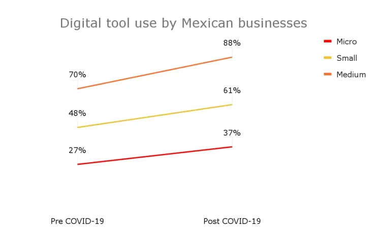 Source: DAI, “Insights from Emerging Markets: MSMEs and Digital Tool Use Amidst the COVID-19 Pandemic—Mexico Country Brief” (DAI, 2022).