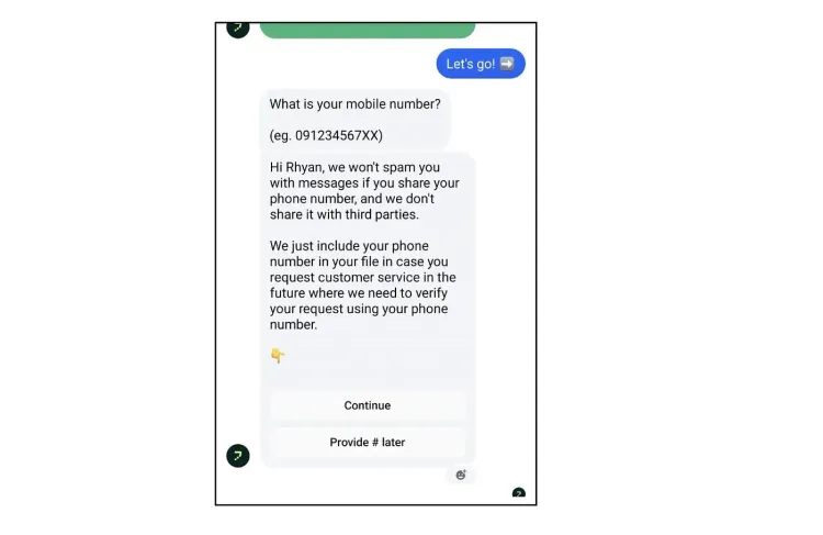 The nudge was sent 15 minutes after the first request for a phone number went unanswered.