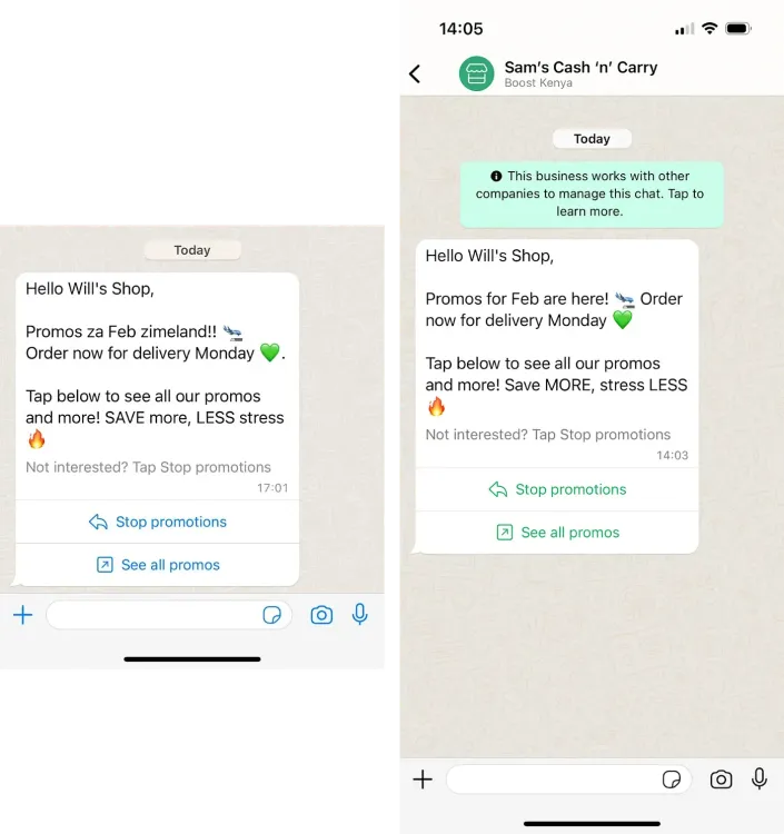 Examples of Boost nudges sent to micro-retailers. Courtesy of Boost Technology.