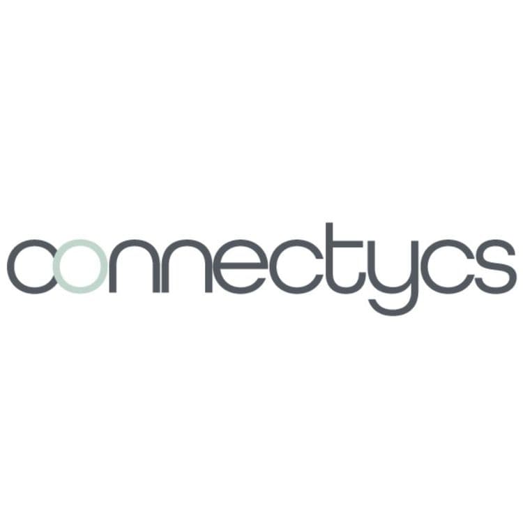 Connectycs logo in gray with a light blue 'o'.