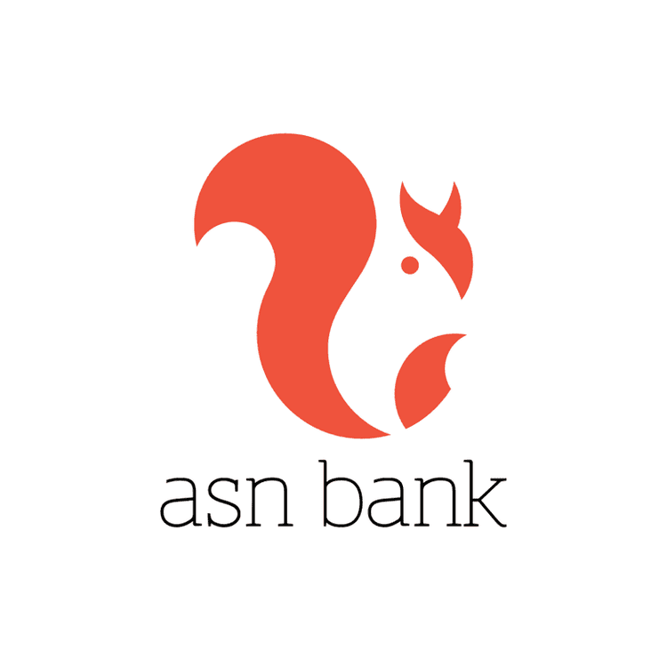 The official logo for ASN Bank, featuring an orange squirrel icon.